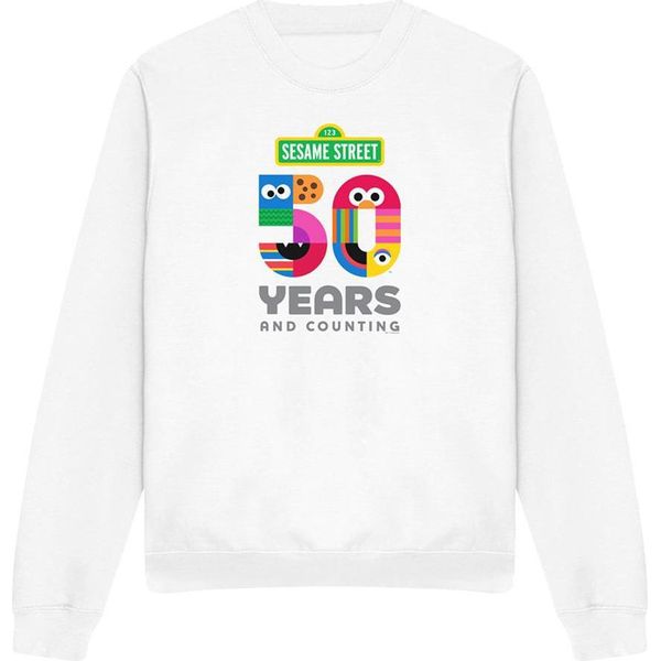 Sesame Street - Felpa "50 Anni"" Per Uomo/Donna Unisex TV20151 (Xxl) (Bianco)"-image