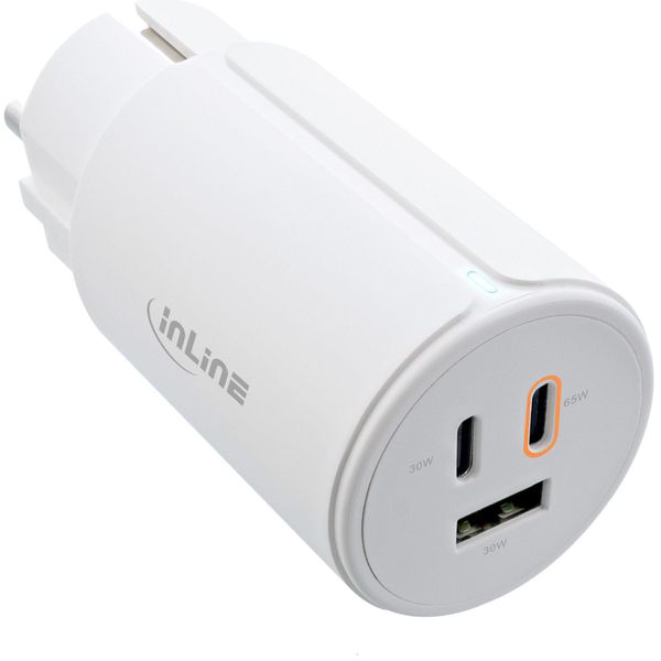 Inline® Usb Pd Netzteil, Gan LadegeräT, 3-Port, Dual USB-C + USB-A, 65W, Weiß (31506G)-image