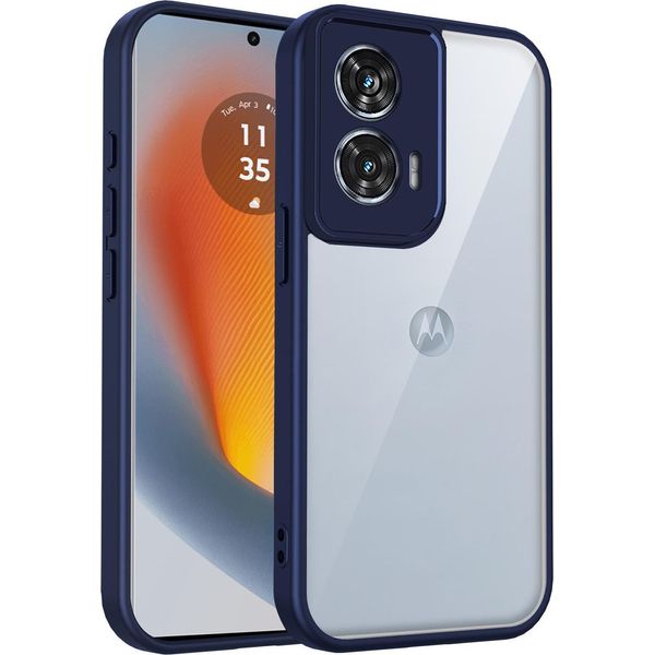 Custodia Per Motorola Edge 50 Fusion/Motorola G96 Copertura Posteriore Trasparente Con Cornice In Tpu, Antiurto Blu-image