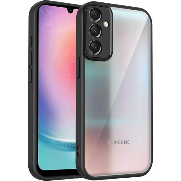 Custodia Per Samsung Galaxy A24 4G Cover Posteriore Trasparente Con Cornice In Tpu, Antiurto Nero-image