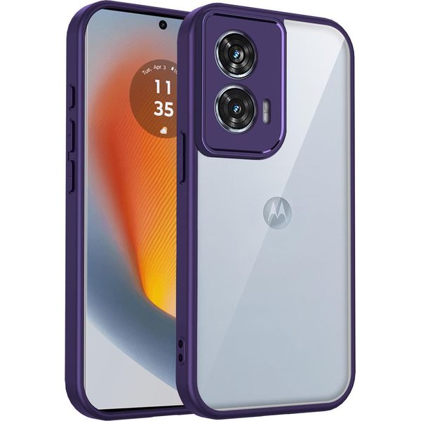 Custodia Per Motorola Edge 60/Edge 60 Fusion Cover Posteriore Trasparente Con Cornice In Tpu, Antiurto Viola-image