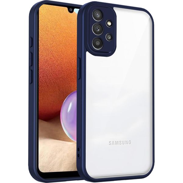 Custodia Per Samsung Galaxy A32 5G/M32 5G Cover Posteriore Trasparente Con Cornice In Tpu, Antiurto Blu-image