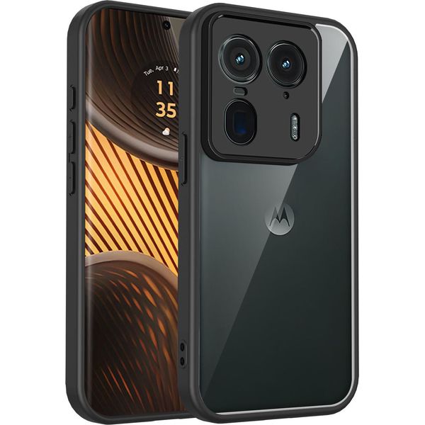 Custodia Per Motorola Edge 50 Cover Posteriore Ultra Trasparente Con Cornice In Tpu, Antiurto Nero-image