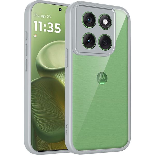 Custodia Per Motorola Edge 60 Stylus Cover Posteriore Trasparente Con Cornice In Tpu, Antiurto Grigio-image