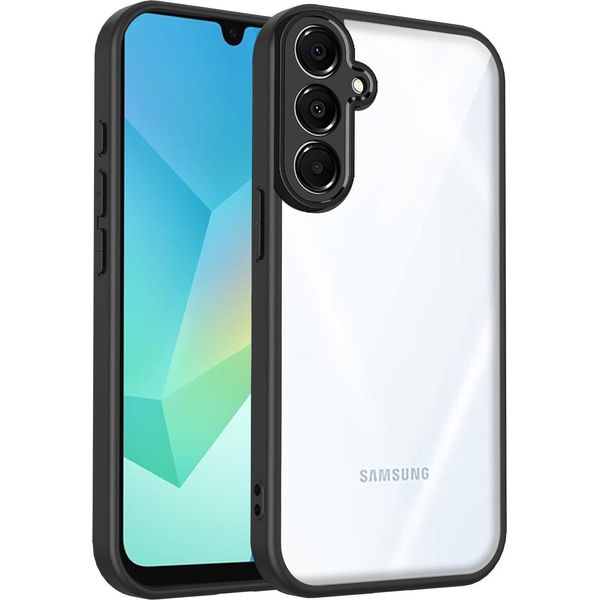 Custodia Per Samsung Galaxy A05S/F14 4G Copertura Posteriore Trasparente Con Cornice In Tpu, Antiurto Nero-image
