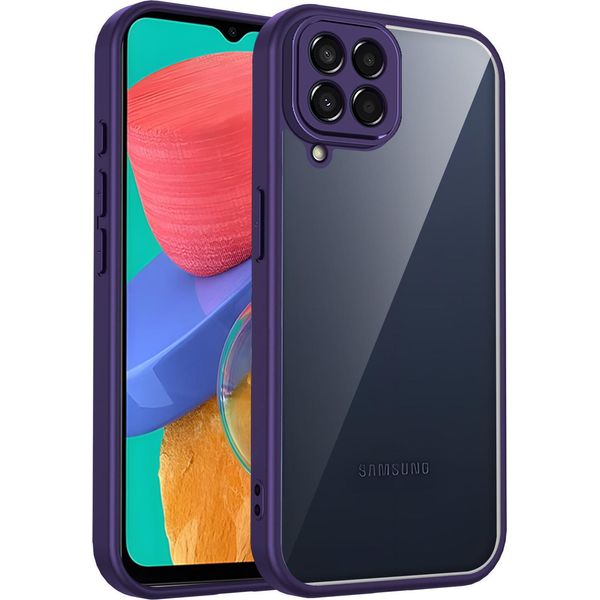 Custodia Per Samsung Galaxy M53 Cover Posteriore Trasparente Con Cornice In Tpu, Antiurto Purple-image