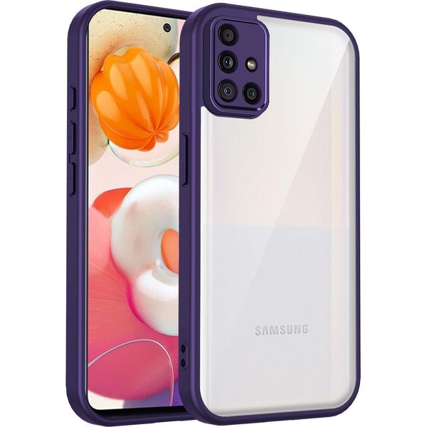 Custodia Per Samsung Galaxy A71 4G Cover Posteriore Trasparente Con Cornice In Tpu, Antiurto Viola-image