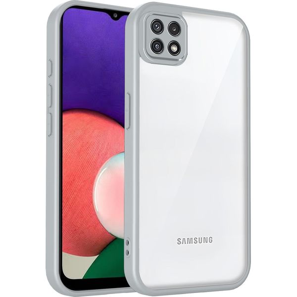 Custodia Per Samsung Galaxy A22 5G Cover Posteriore Trasparente Con Cornice In Tpu, Antiurto Grey-image