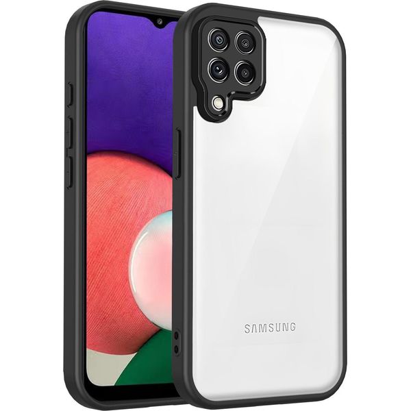 Custodia Per Samsung Galaxy A22 4G Cover Posteriore Trasparente Con Cornice In Tpu, Antiurto Nero-image