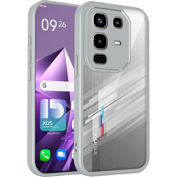 Custodia Per Infinix Note 50 4G/Note 50 Pro 4G Cover Posteriore Trasparente Con Cornice In Tpu, Antiurto Grigio-image