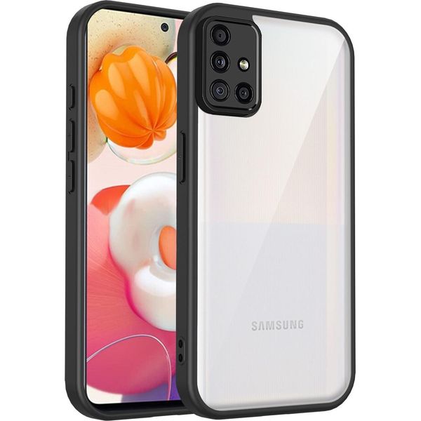 Custodia Per Samsung Galaxy A71 4G Cover Posteriore Trasparente Con Cornice In Tpu, Antiurto Nero-image