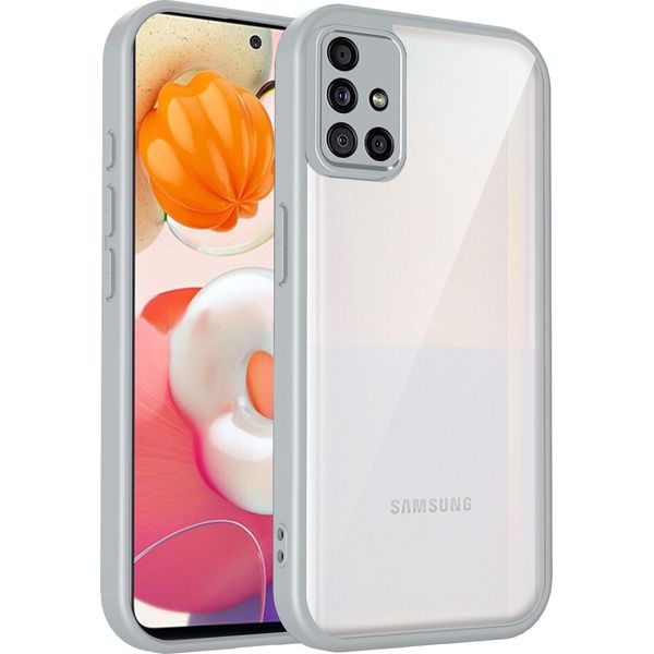 Custodia Per Samsung Galaxy A51 4G Cover Posteriore Trasparente Con Cornice In Tpu, Antiurto Grigio-image