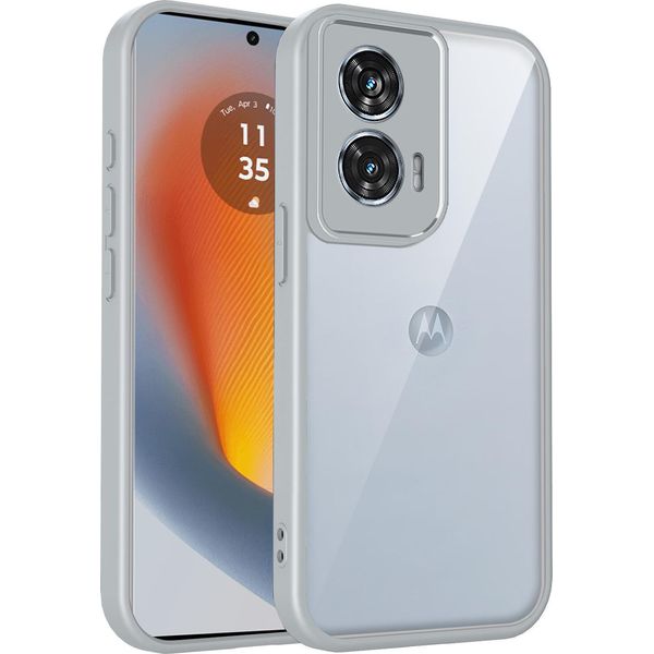 Custodia Per Motorola Edge 50 Fusion/Motorola G96 Cover Posteriore Trasparente Con Cornice In Tpu, Antiurto Grigio-image
