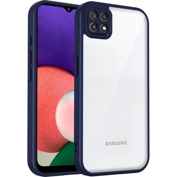 Custodia Per Samsung Galaxy A22 5G Cover Posteriore Trasparente Con Cornice In Tpu, Antiurto Blu-image