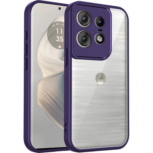 Custodia Per Motorola Edge 50 Pro Copertura Posteriore Trasparente Con Cornice In Tpu, Antiurto Viola-image