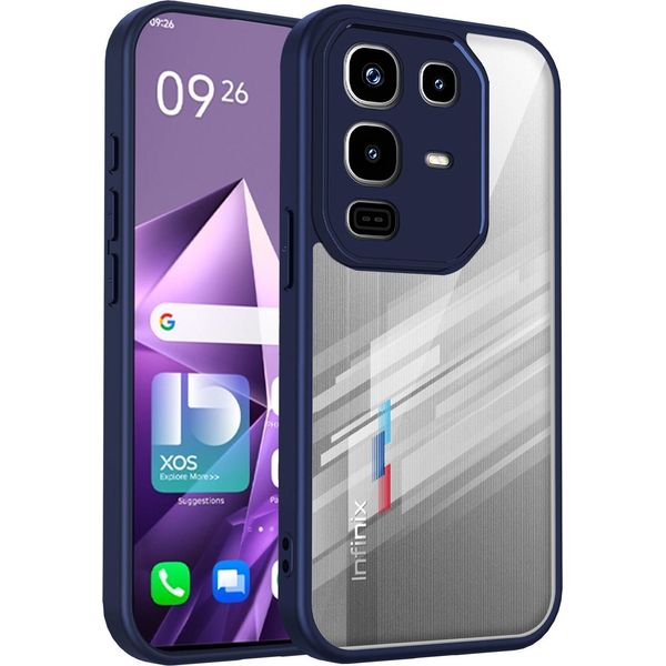 Custodia Per Infinix Note 50 4G/Note 50 Pro 4G Cover Posteriore Trasparente Con Cornice In Tpu, Antiurto Blu-image