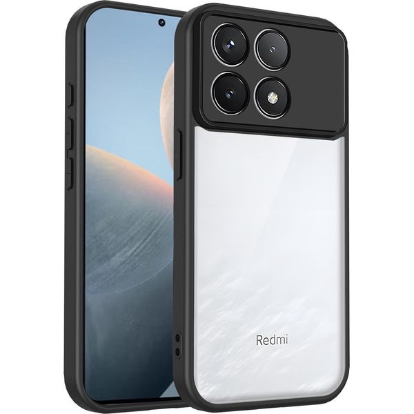 Custodia Per Xiaomi Poco F6 Pro/Redmi K70/K70 Pro Cover Posteriore Trasparente Con Cornice In Tpu, Antiurto Nero-image