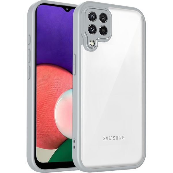 Custodia Per Samsung Galaxy A22 4G Cover Posteriore Trasparente Con Cornice In Tpu, Antiurto Grigio-image