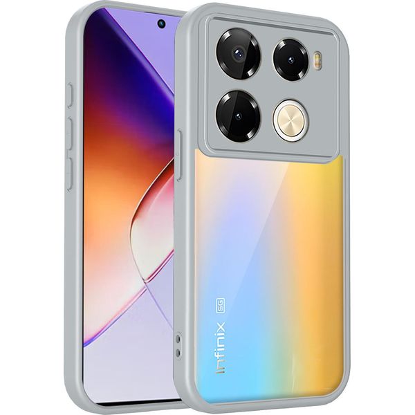 Custodia Per Infinix Note 40 Pro 4G/Note 40 Pro 5G/Note 40 Pro+/Note 40S Cover Posteriore Trasparente Con Cornice In Tpu, Antiurto Grigio-image