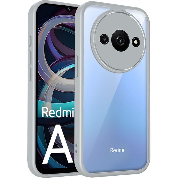 Custodia Per Xiaomi Redmi A3/Redmi A3X/Poco C61 Cover Posteriore Trasparente Con Cornice In Tpu, Antiurto Grigio-image