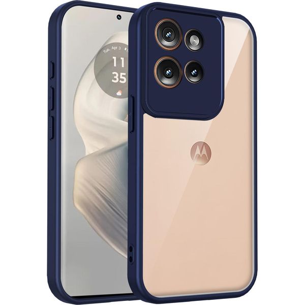 Custodia Per Motorola Edge 50 Cover Posteriore Trasparente Con Cornice In Tpu, Antiurto Blu-image