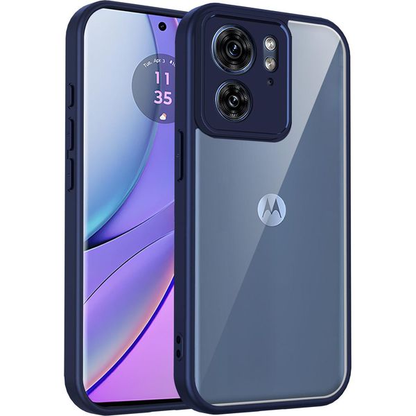 Custodia Per Motorola Edge 40 Cover Posteriore Trasparente Con Cornice In Tpu, Antiurto Blu-image