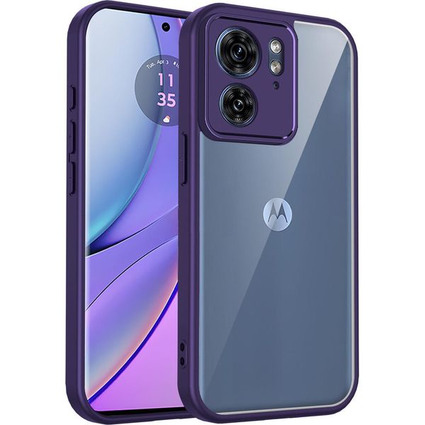 Custodia Per Motorola Edge 40 Cover Posteriore Trasparente Con Cornice In Tpu, Antiurto Viola-image