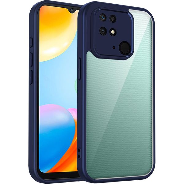 Custodia Per Xiaomi Redmi 10C/Poco C40 Copertura Posteriore Trasparente Con Cornice In Tpu, Antiurto Blu-image