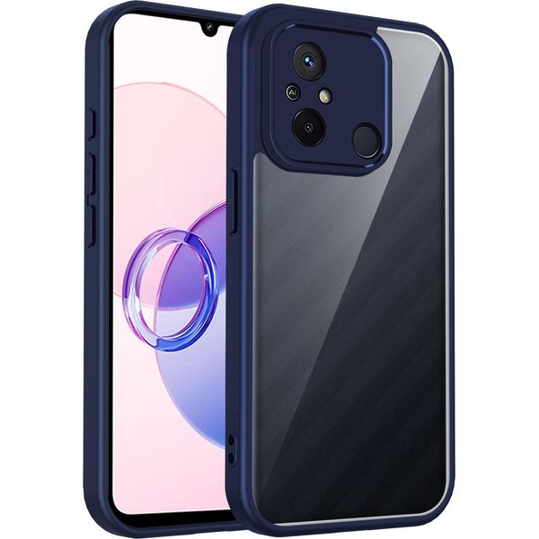 Custodia Per Xiaomi Redmi 12C/Poco C55 Copertura Posteriore Trasparente Con Cornice In Tpu, Antiurto Blu-image
