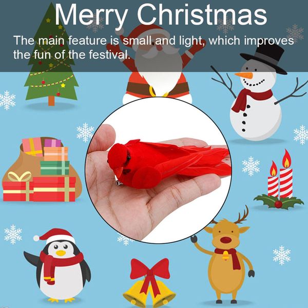 Clip Su Ornamenti Per L'albero Di Natale Decorazioni Per Uccelli Ciondolo Per Decorazioni Natalizie Uccello Rosso Appendi Albero Di Natale-image