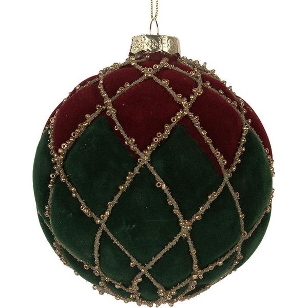 Guaina Natalizia Clayre & Eef Ø 10X10 Cm In Vetro Rosso Verde-image