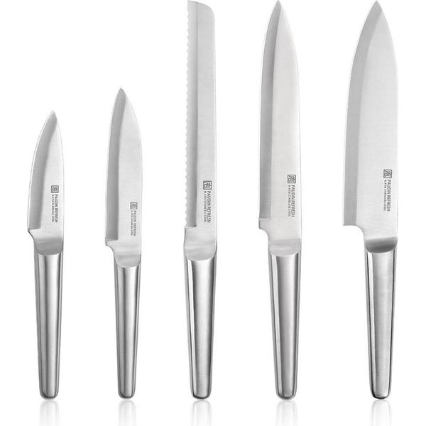 Set Di Coltelli Da Cucina Paudin, In Acciaio Inox, Coltello Da Chef, Coltello Da Pane, Coltello Da Intaglio, Lame Affilate, Manico Ergonomico, Resistente.-image