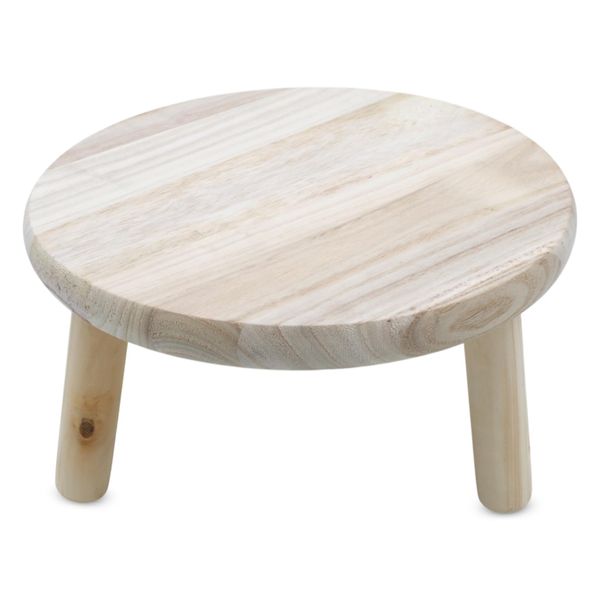 2.03 Sgabello Naturale Per Piante E Fiori Con Tre Gambe - Ca. Ø 29 Cm X 15 Cm - Supporto In Legno Piccolo (Grande + Alto)-image