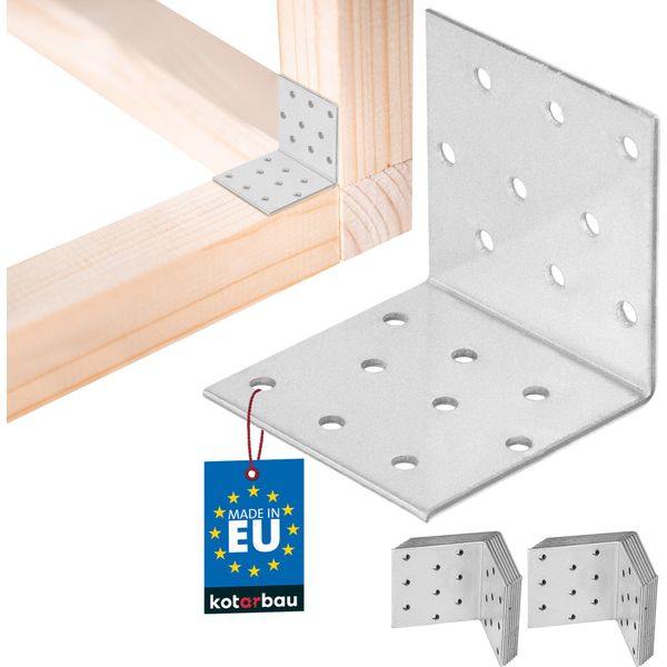 Kotarbau® Set Di 25 Connettori Angolari Angolo Pesante 60 X 60 X 60 Mm In Acciaio Zincato Angolo In Acciaio Stabile Connettore Per Travi Durevole Argento-image
