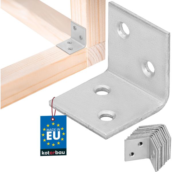 Kotarbau® Set Di 12 Connettori Angolari Angolo Pesante 25 X 25 X 25 Mm In Acciaio Zincato Angolo In Acciaio Stabile Connettore Per Travi Durevole Argento-image