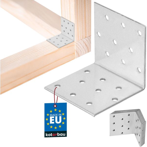 Kotarbau® Set Di 12 Connettori Angolari Angolo Pesante 60 X 60 X 60 Mm In Acciaio Zincato Angolo In Acciaio Stabile Connettore Per Travi Durevole Argento-image