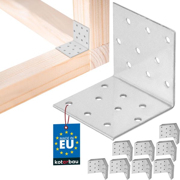Kotarbau® Set Di 100 Connettori Angolari Angolo Pesante 60 X 60 X 60 Mm In Acciaio Zincato Angolo In Acciaio Stabile Connettore Per Travi Durevole Argento-image