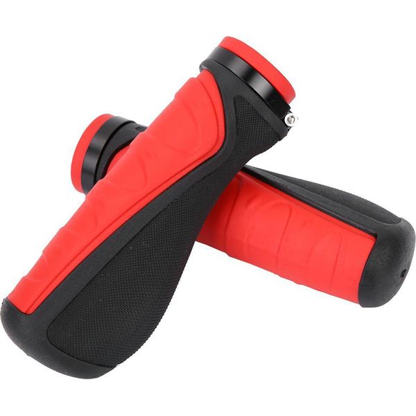 Manubrio Della Bicicletta Maniglie Anti-Scivolo Bloccare Su Maniglie Manubrio Mountain Bike (Rosso E Nero)-image