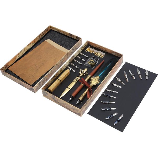 Set Di Penne A Penna D'oca Per La Scrittura Calligrafica, Il Disegno E L'immersione Della Penna D'oca Kit Vintage Per L'artigianato Artistico Collezionisp248011R Lago Blu-image