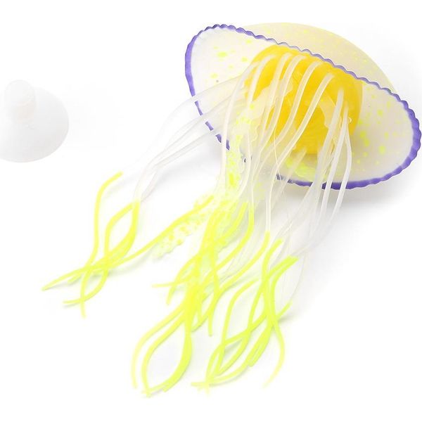 Acquario Simulazione Silicone Artificiale Medusa Serbatoio Decorazione Giallo Limone-image