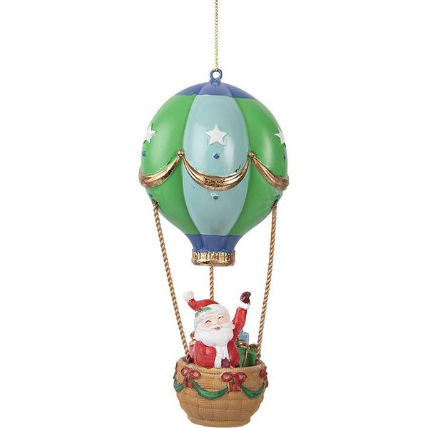 Pallone Aerostatico Natalizio Clayre & Eef Ø 8X18 Cm Plastica Verde-image