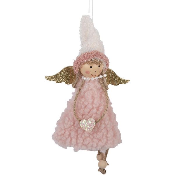 Ciondolo Angelo Di Natale Clayre & Eef 10X3X20 Cm Rosa Sintetico-image