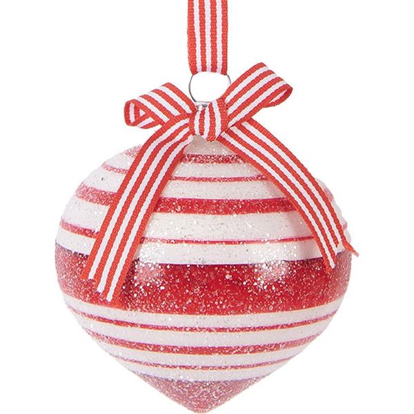 Guaina Natalizia Clayre & Eef Ø 8X8 Cm In Vetro Bianco Rosso-image