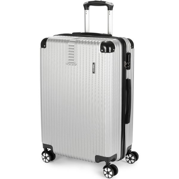 Brubaker Valigia Da Viaggio London - Trolley Con Chiusura A Combinazione E 4 Ruote - Trolley 43 X 66,5 X 26 Cm, L, Argento-image