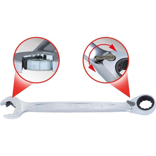 Ks Tools Duo Gearplus Chiave Combinata, Funzione Cricchetto Aperto 18 Mm, Reversibile ( 503.5918 )-image