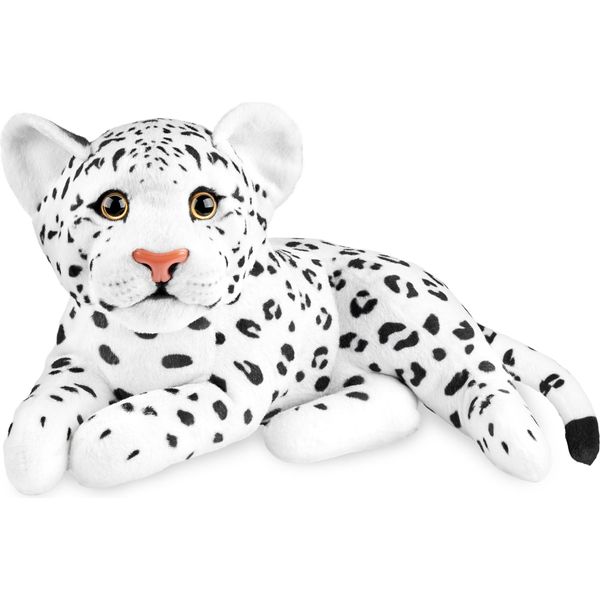 Brubaker Leopardo - Peluche Da 30 Cm - Peluche Per Bambini - Peluche Per Grandi Gatti Sdraiati - Peluche Per Bambini, Bianco-image