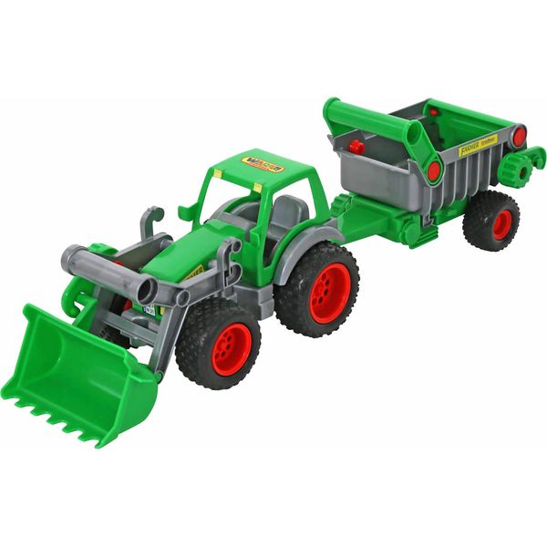Trattore Farmer Technic Con Pala Anteriore + Rimorchio Ribaltabile, Trattore Per Bambini-image