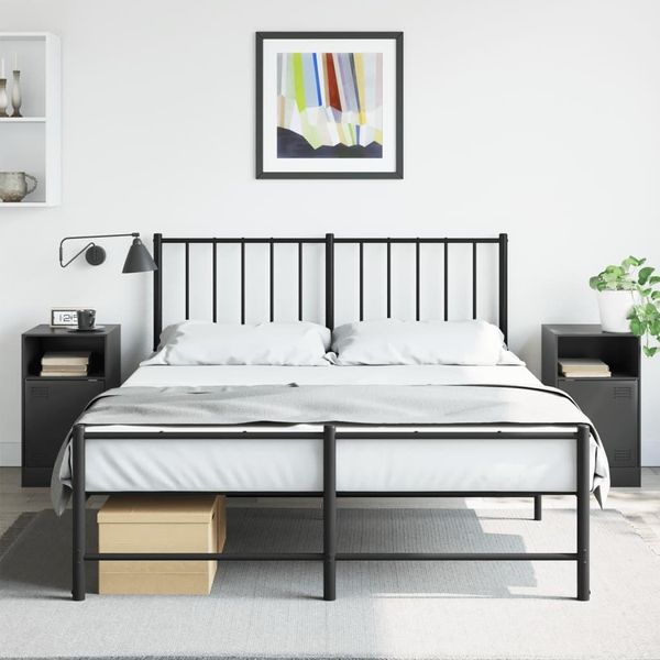 Maison Exclusive - Comodini 2 Pz. Nero 34,5X39X62 Cm Acciaio-image