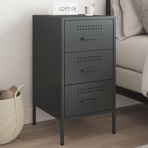 Maison Exclusive - Comodino Nero 36X39X68 Cm Acciaio-image