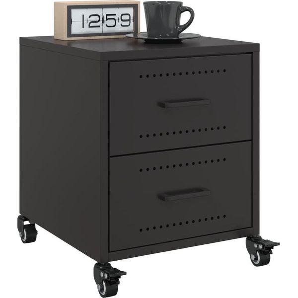 Maison Exclusive - Comodini 2 Pz. Nero 36X39X43,5 Cm Acciaio-image